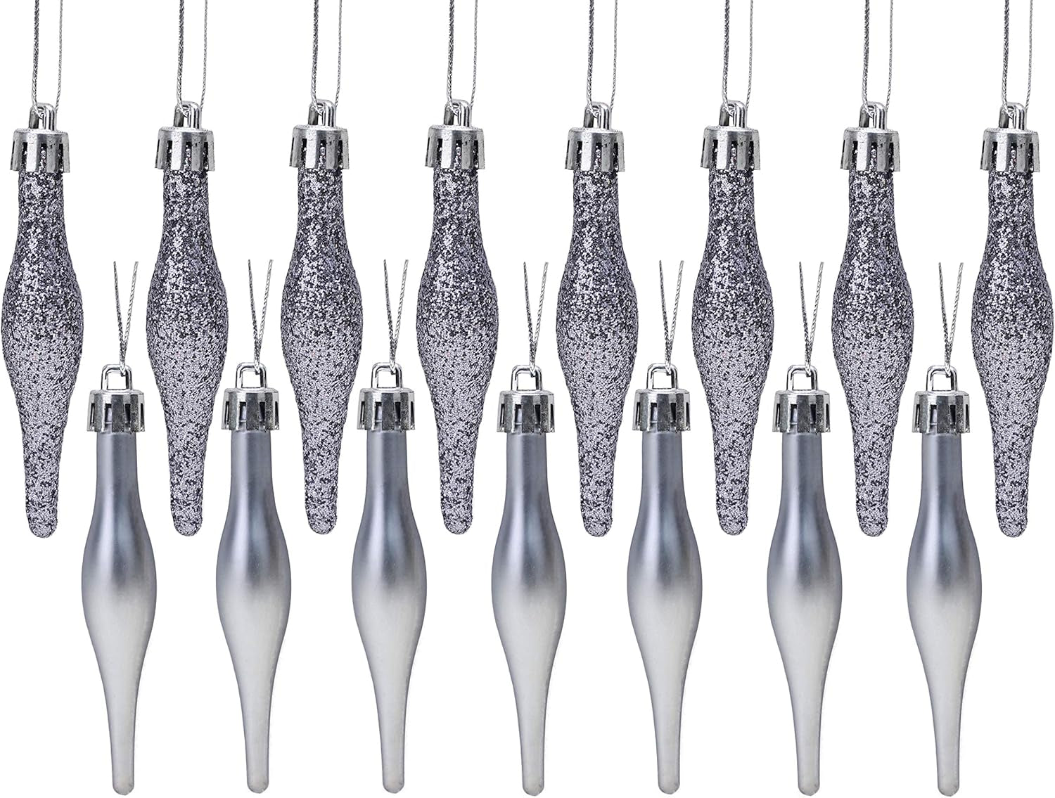 ® Set of 15 8.5cm Droplet Baubles - Matte and Glitter Finish - Rioja Red Christmas Ornaments