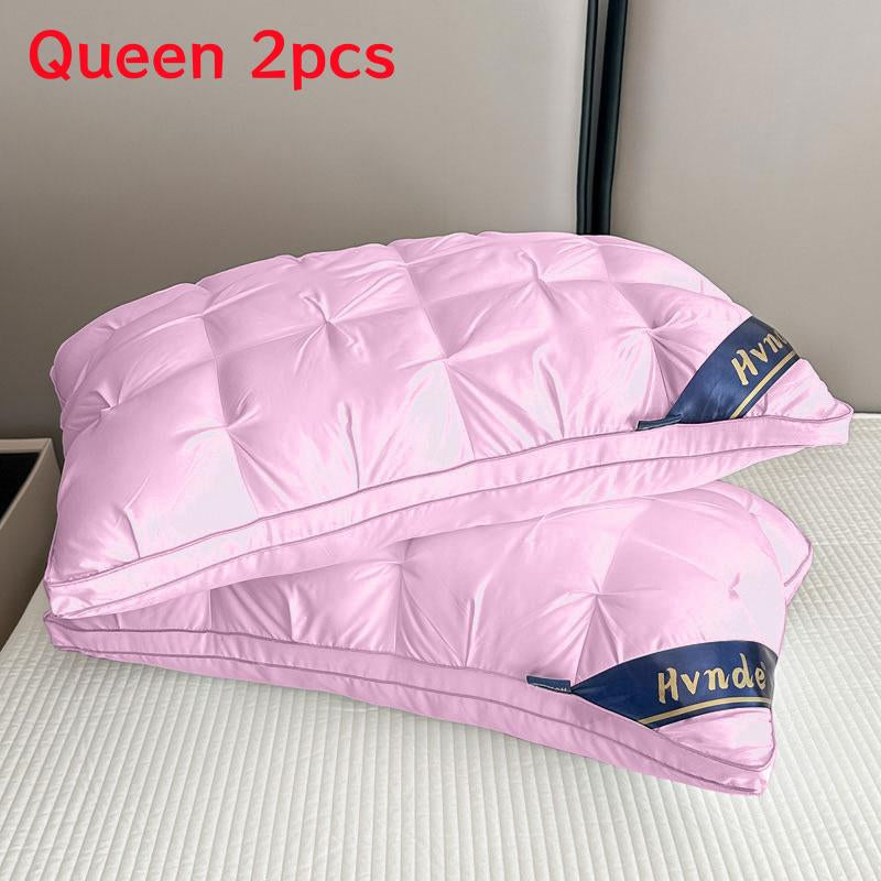 Hotel Collection Down Alternative Gusseted Bed Pillows - Soft and Fluffy Support for Back, Stomach, and Side Sleepers in Pink, Gray, and White