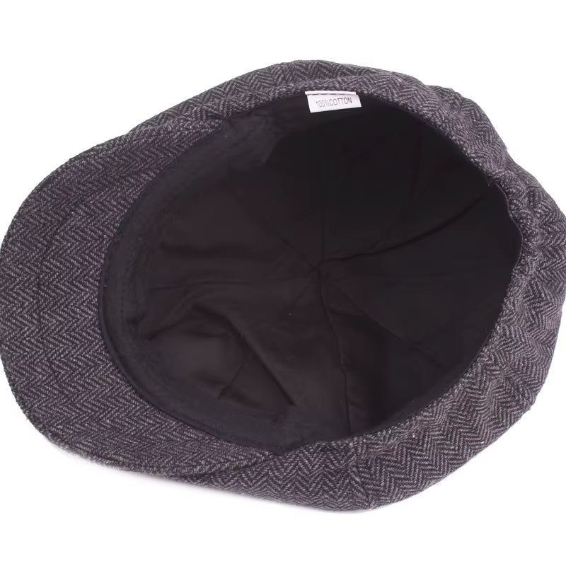 Winter Cotton Father Vintage Beret Hat Men Director Painter Hat Newsboy Cap Herringbone Octagonal Caps Petten Hot