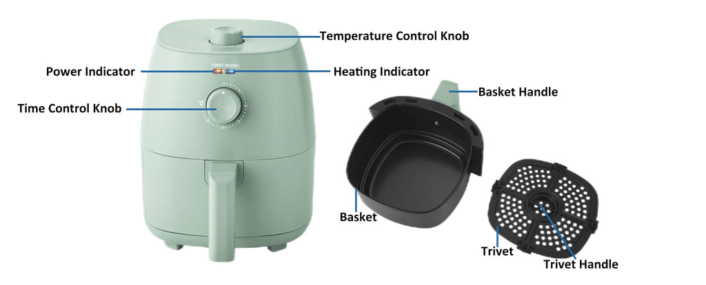Compact 2.2 Qt Sage Green Air Fryer - Healthy Cooking with Automatic Shut-Off & Nonstick Convenience