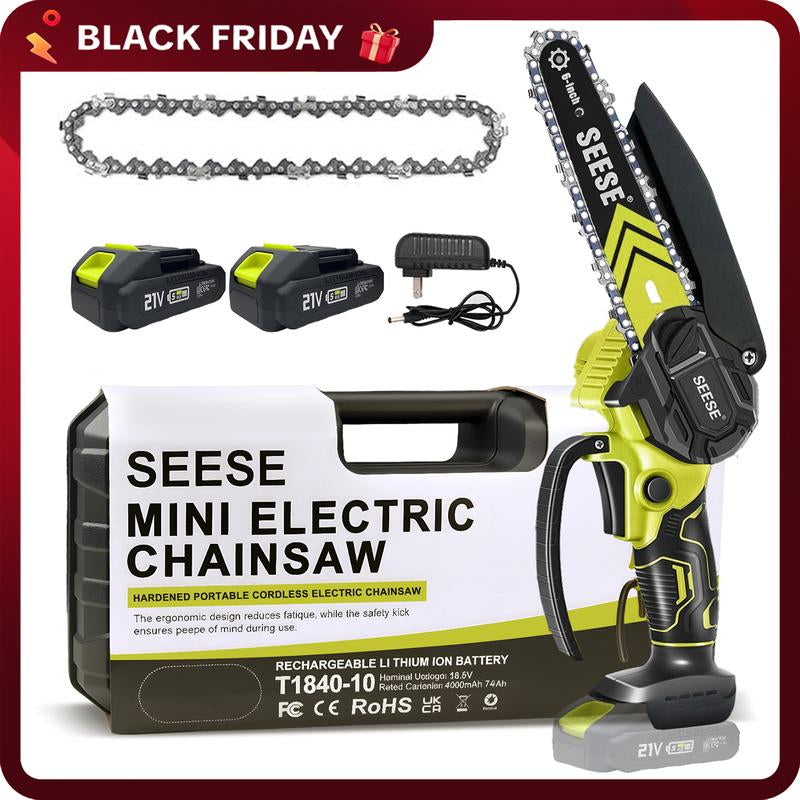 SEESE Brushless Mini Chainsaw - Your Ultimate Portable Electric Saw for Effortless Wood Cutting, Pruning, and Gardening - Perfect for Camping and Ideal Gift for Seniors and Women This Holiday Season