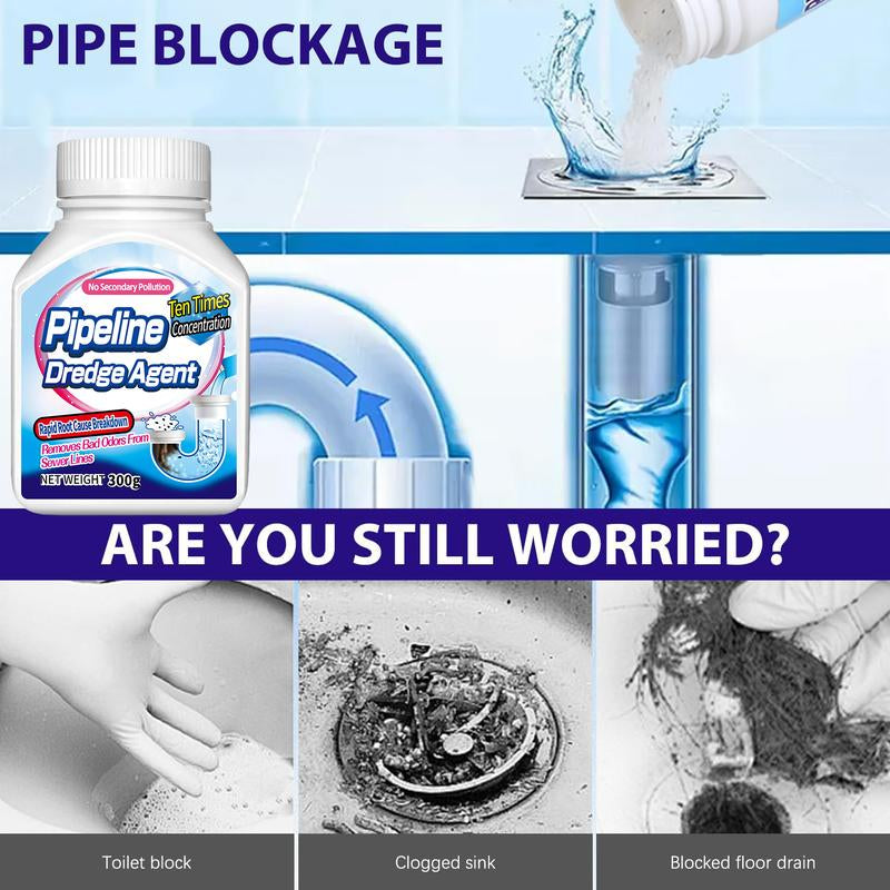 Pipeline Dredging Agent 300G - Ultimate Drain Clog Remover for Effortless Plumbing Maintenance in Kitchens, Bathrooms, and Toilets