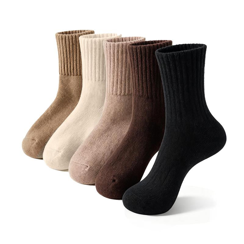 Step into Comfort: Women's Cozy Mid-Calf Socks - 5 Pairs of Soft, Stylish Warmth for Autumn and Winter