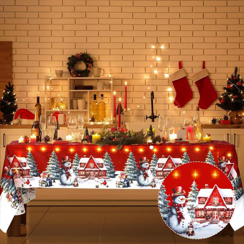 Rectangular Christmas Tablecloth featuring Poinsettia Design - Elegant Holiday Decor for Dinner Parties and Celebrations, Ideal for New Year Events