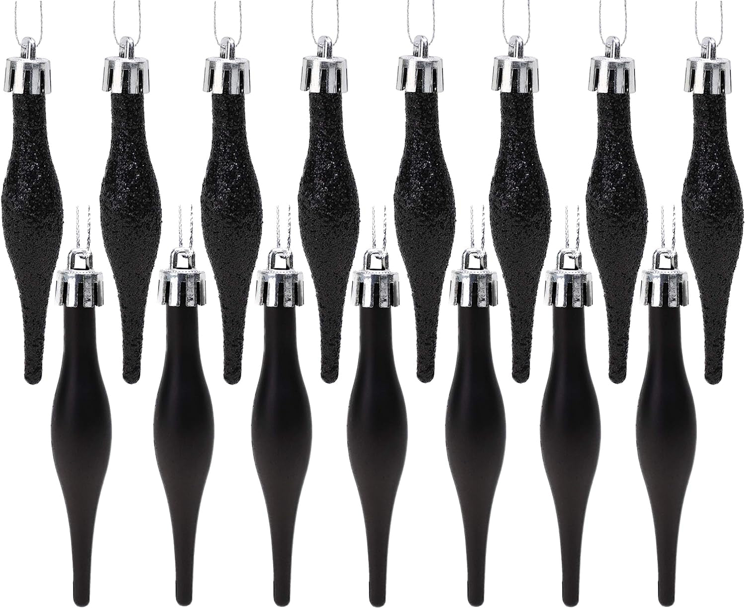 ® Set of 15 8.5cm Droplet Baubles - Matte and Glitter Finish - Rioja Red Christmas Ornaments