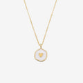 Tewiky Gold Irregular Two-Tone Glow-in-the-Dark Enamel Heart Coin Pendant Necklace - Fluorescent Night Glow Holiday Gift