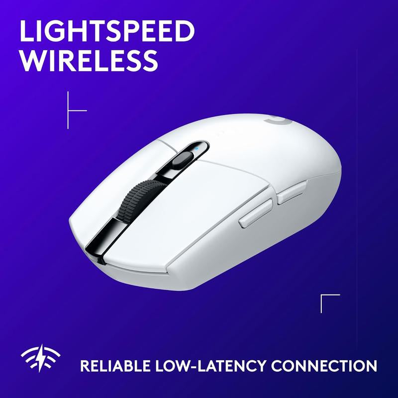 Logitech G305 LIGHTSPEED Wireless Gaming Mouse with HERO 12K Sensor, 12,000 DPI, Lightweight Design, 6 Programmable Buttons, 250-Hour Battery Life, On-Board Memory, Compatible with PC/Mac - White