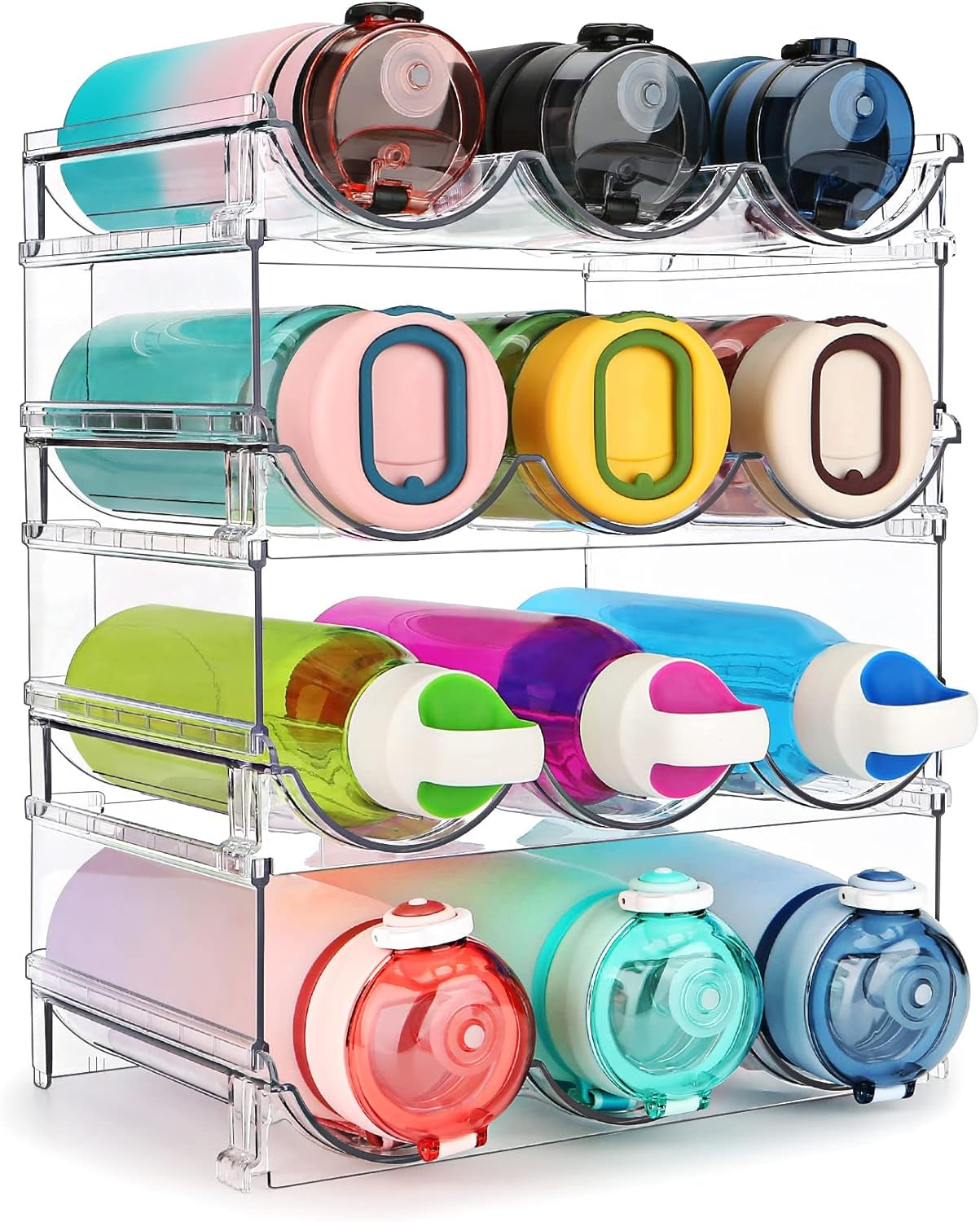 Water Bottle Storage Organizer Set - 2 Pack Stackable Rack for Cabinet