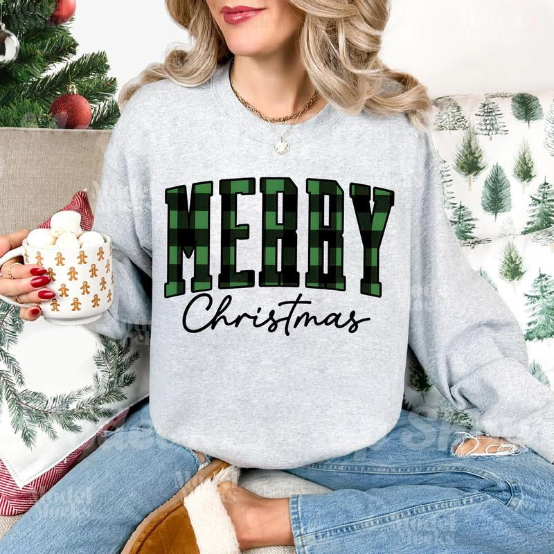 Cozy Up in Style: Christmas Buffalo Plaid Sweatshirt for Women - Perfect Festive Gift for Family Gatherings