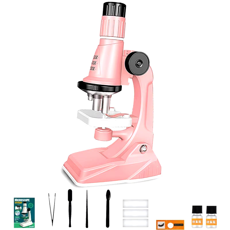 Kids Microscope Kit 200X 600X 1200X Biological Science Stem Toy Hand Loupe School Educational Pocket Microscope with LED Light