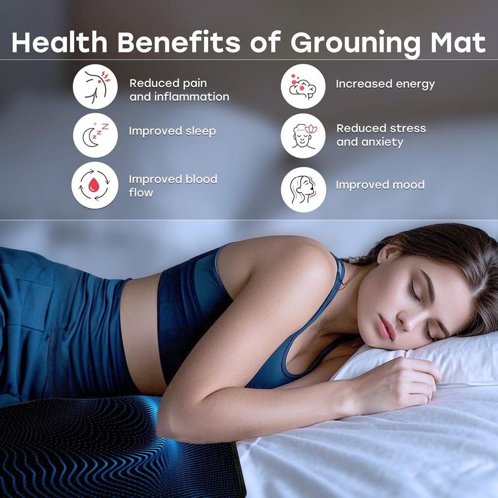 Grounding Mat Kit (2-Pack) - Includes Two 10" x 26.7" Grounding Mats, Grounding Adapter, Two 15-Foot Cords, and Two Grounding Wristbands for Enhanced Indoor Wellness and Full Body Balance