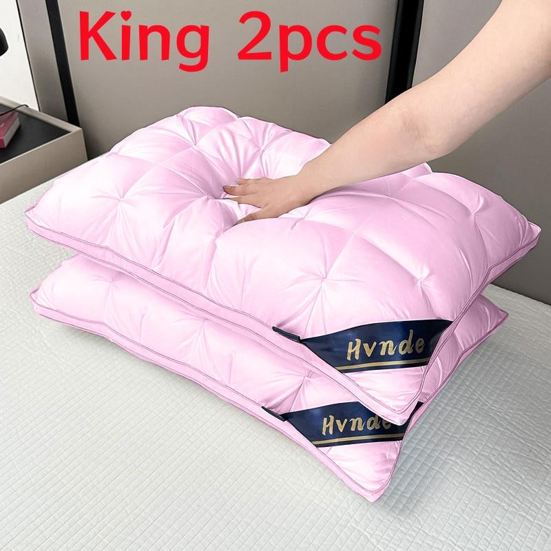 Hotel Collection Down Alternative Gusseted Bed Pillows - Soft and Fluffy Support for Back, Stomach, and Side Sleepers in Pink, Gray, and White