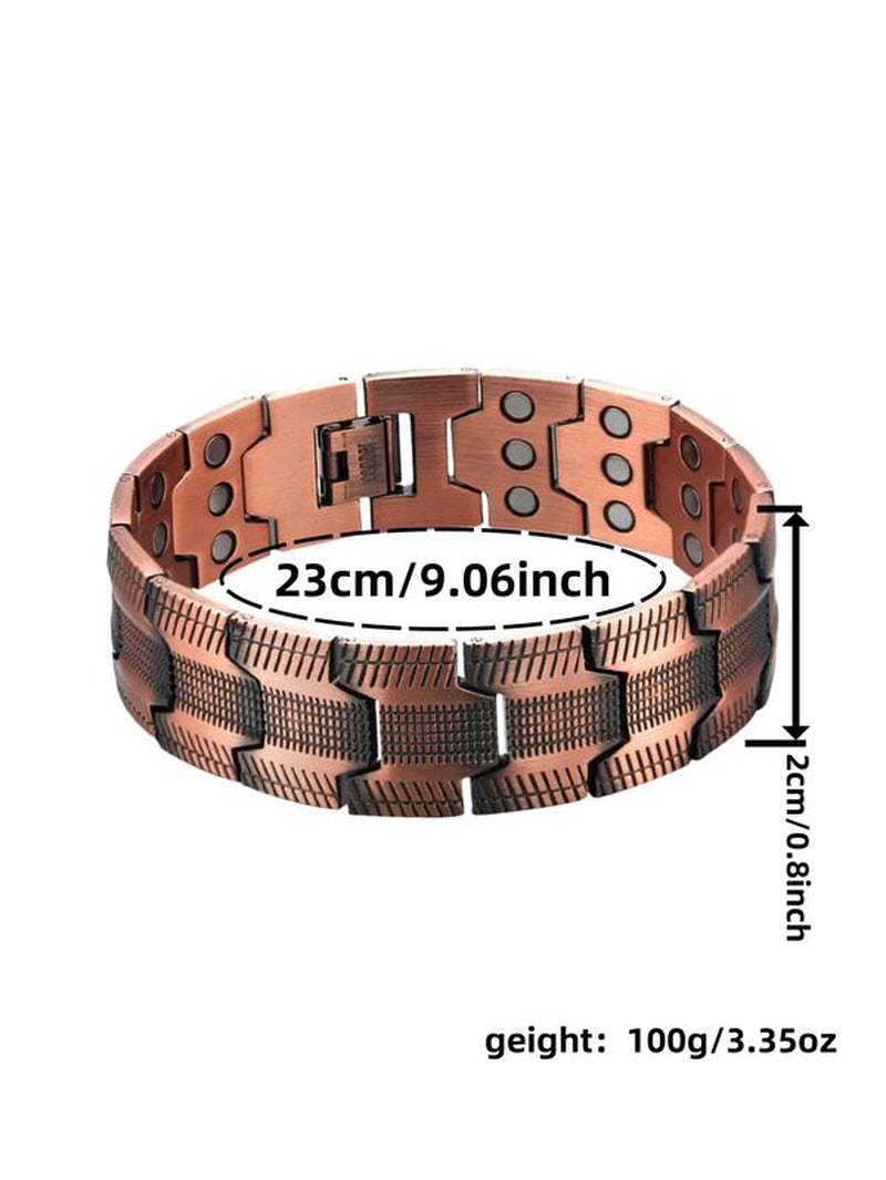 Men's Adjustable Copper Bracelet with Strong 3X Magnetic Power, 99.99% Pure Copper, Geometric Design - Ideal Gift for Birthdays, Christmas, and Valentine's Day