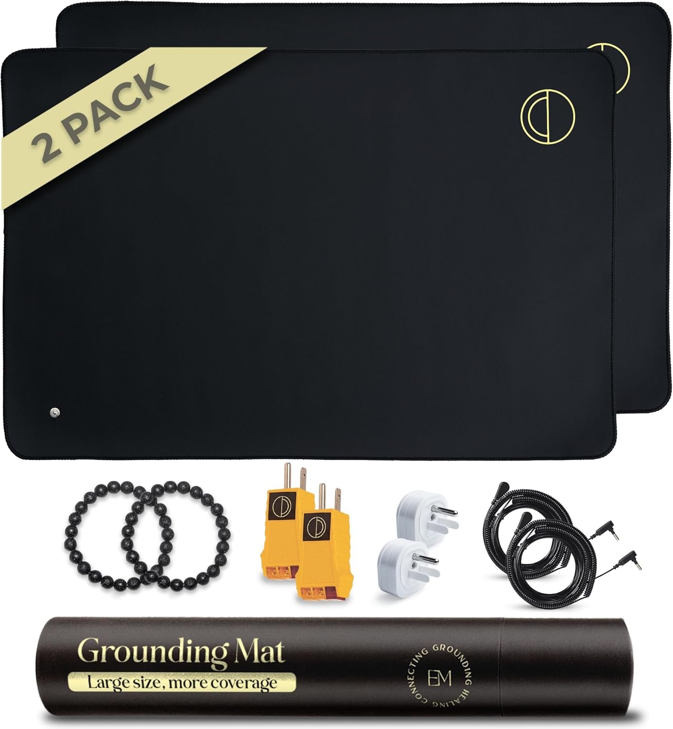 Grounding Mat for Feet (13x29 in) – Earth-Connected Wellness Solution for Pain Relief, Muscle Tension Reduction, and Relaxation – Portable Grounding Pad with Outlet Tester by