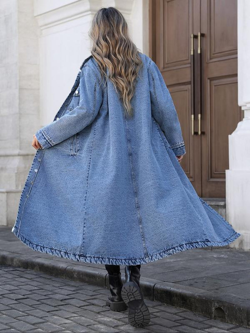 Elevate Your Style with Our Women's Elegant Button-Front Denim Coat - Perfect for Spring & Fall Days!
