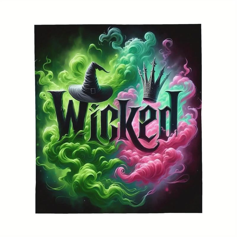 Enchanting Anime-Inspired Flannel Blanket - Cozy Witch Hat & Crown Design for All-Season Comfort in Your Living Room, Office, and On-the-Go