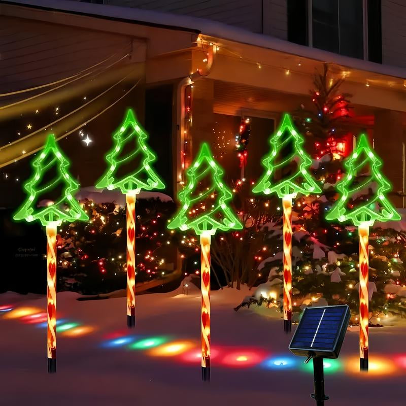 Enchant Your Outdoors with Solar-Powered LED Christmas Tree Lights - Choose Between 5 or 10 Pack for Stunning Waterproof Decor!