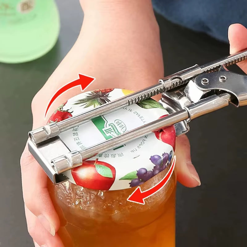 Stainless Steel Adjustable Multi Function Labor Saving Bottle Jar Can Opener Kitchen Tool Heavy Duty Easy Grip Accessories