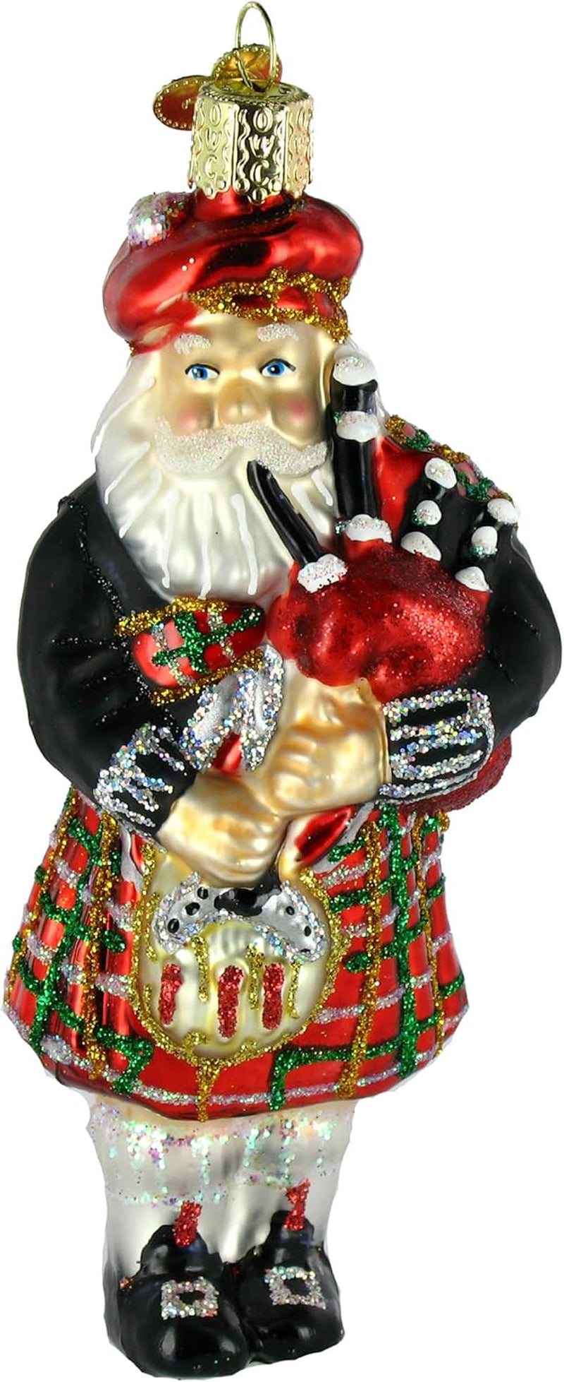 Highland Santa Glass Blown Ornament - 5 Inch Assortment of  Ornaments for Tree Decoration