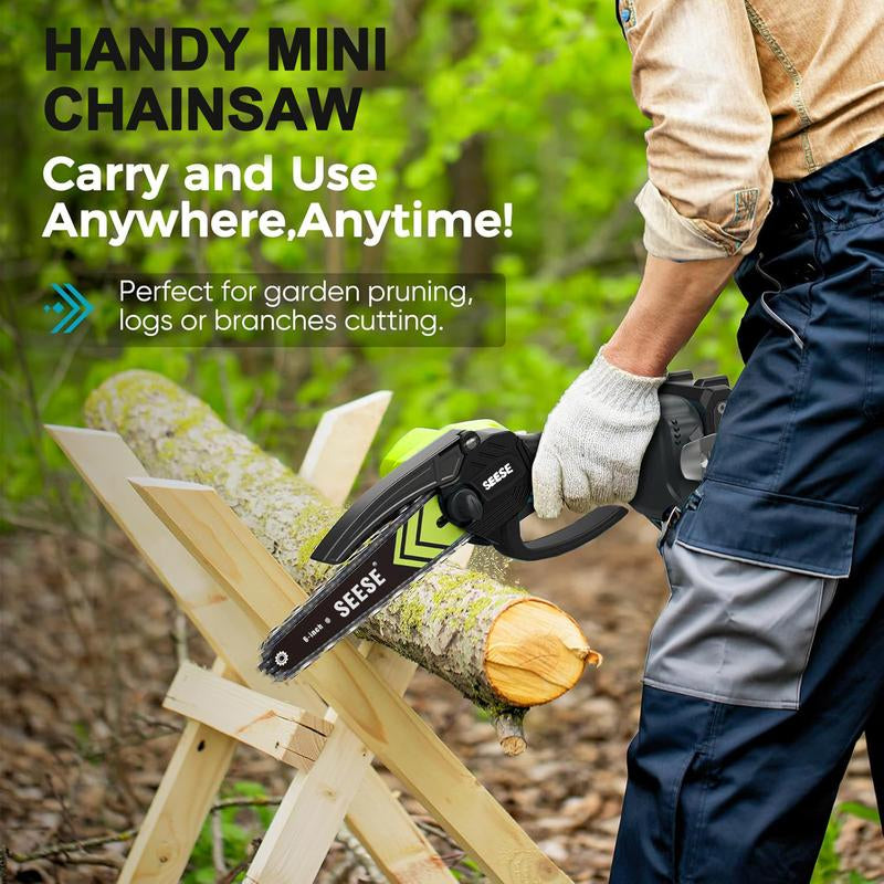 SEESE Brushless Mini Chainsaw - Your Ultimate Portable Electric Saw for Effortless Wood Cutting, Pruning, and Gardening - Perfect for Camping and Ideal Gift for Seniors and Women This Holiday Season