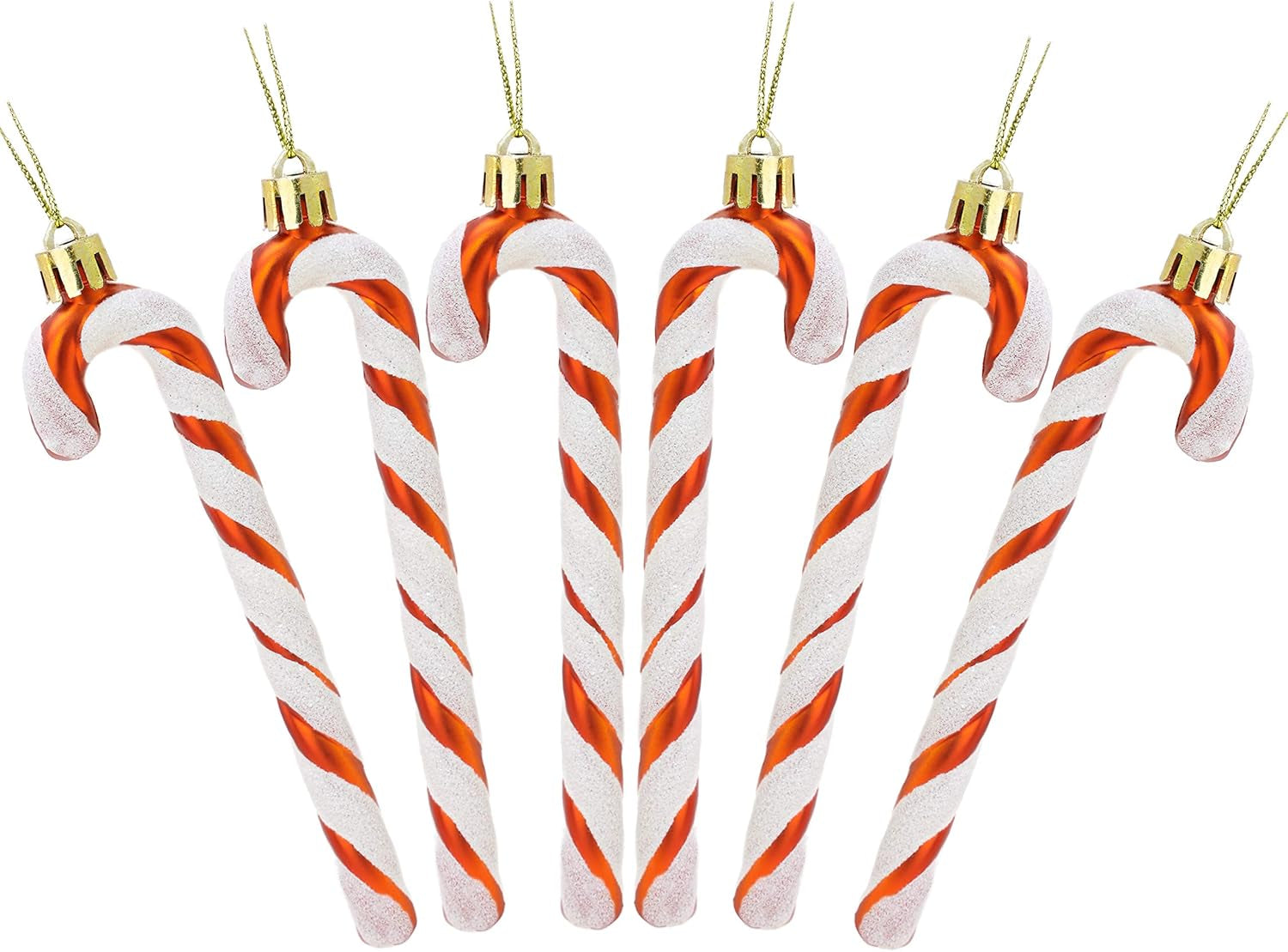 ® Set of 6 Black & White Glitter Candy Cane Christmas Tree Ornaments (13 cm)