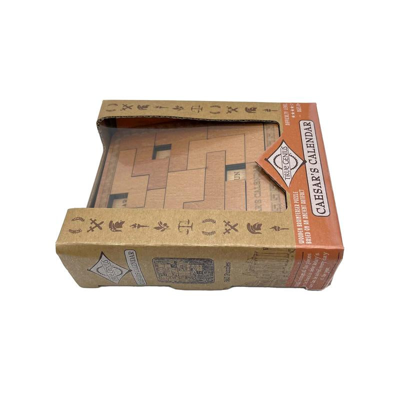 True Genius: Caesar's Calendar - Daily Puzzle Calendar with 365 Unique Brainteasers, Wood Puzzle, Level 4 Difficulty, Suitable for Ages 8 and Up
