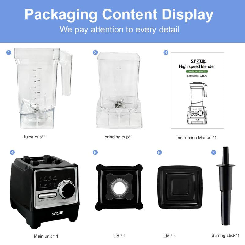 Professional Food Processor and Blender Combo, 2400W/1000W Power, 24000RPM, Includes 2 Containers for Ice, Grinding, Milkshakes, Slushies, Juices, and Shakes