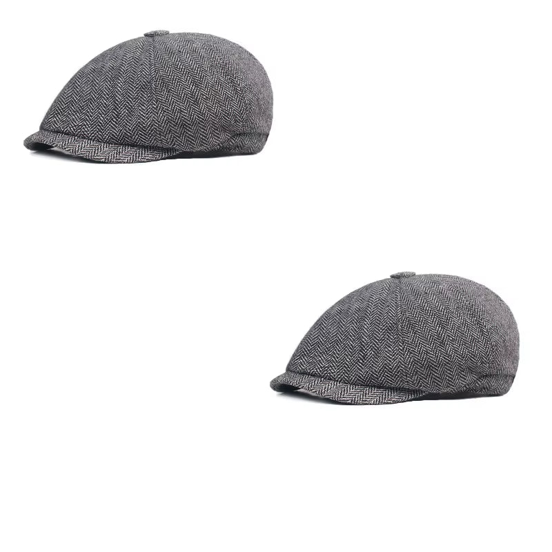 Winter Cotton Father Vintage Beret Hat Men Director Painter Hat Newsboy Cap Herringbone Octagonal Caps Petten Hot