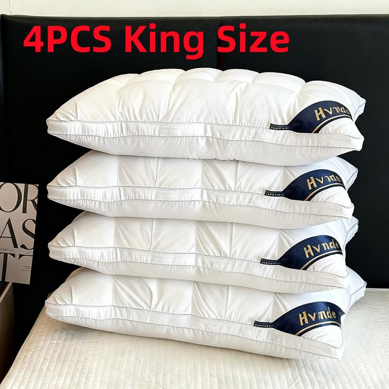 Hotel Collection Down Alternative Gusseted Bed Pillows - Soft and Fluffy Support for Back, Stomach, and Side Sleepers in Pink, Gray, and White
