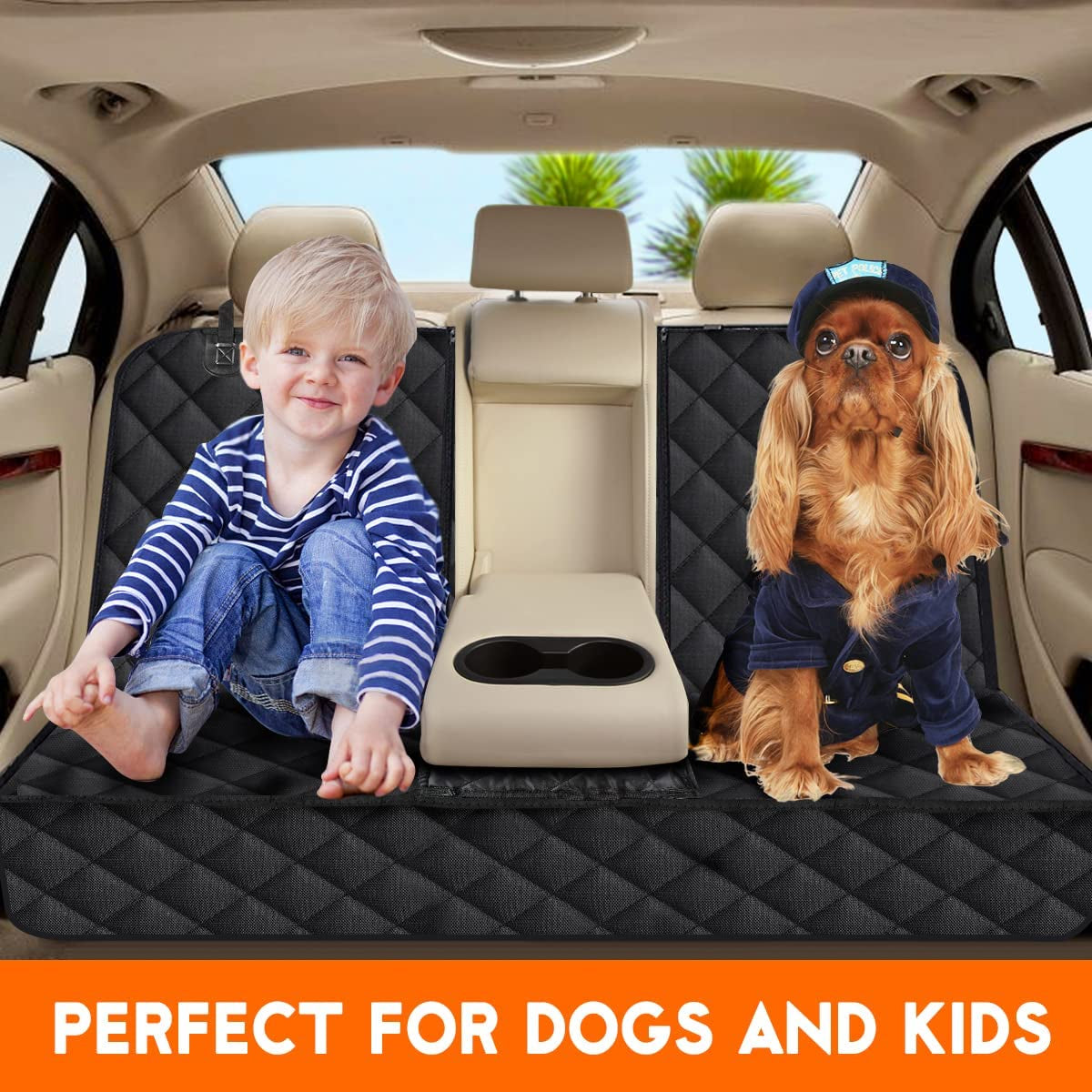 Ultimate Dog Car Seat Cover - Waterproof, Non-Slip Back Seat Protector with Adjustable Straps for Cars, Trucks, and SUVs - Stylish Black Design
