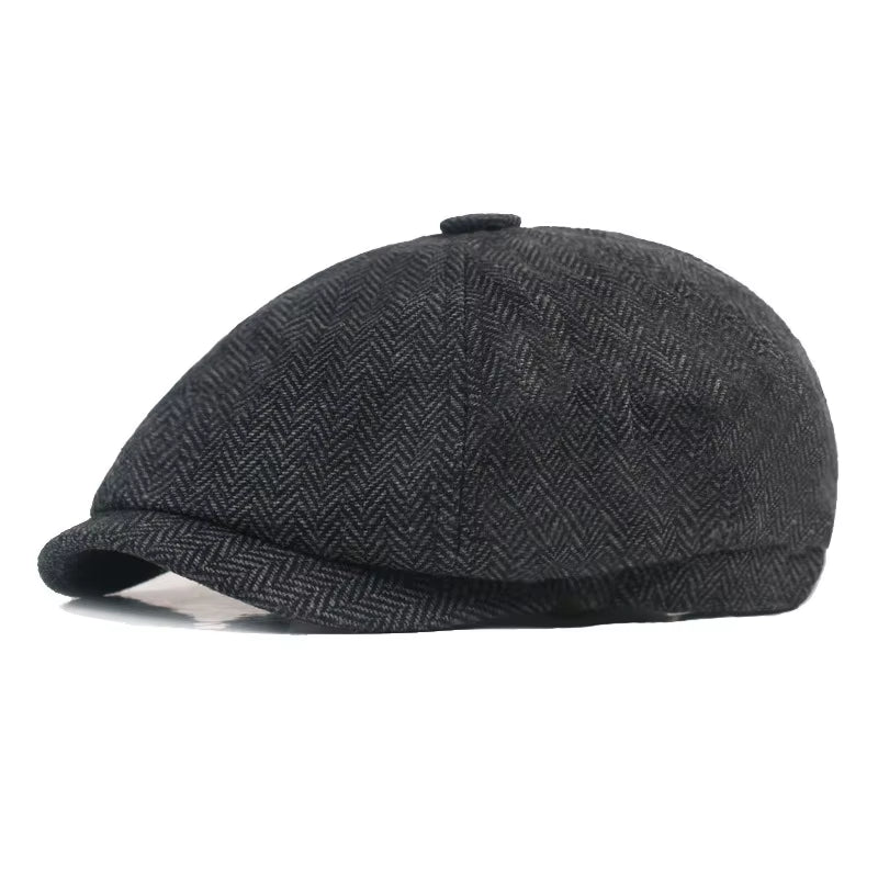 Winter Cotton Father Vintage Beret Hat Men Director Painter Hat Newsboy Cap Herringbone Octagonal Caps Petten Hot