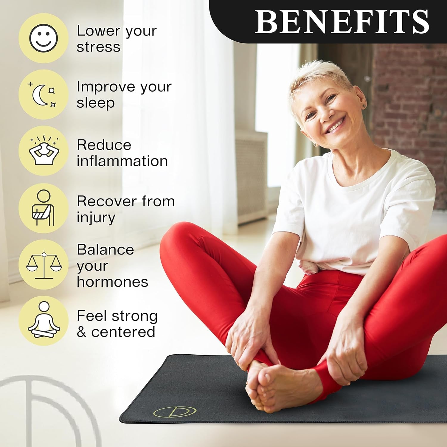 Grounding Mat for Feet (13x29 in) – Earth-Connected Wellness Solution for Pain Relief, Muscle Tension Reduction, and Relaxation – Portable Grounding Pad with Outlet Tester by