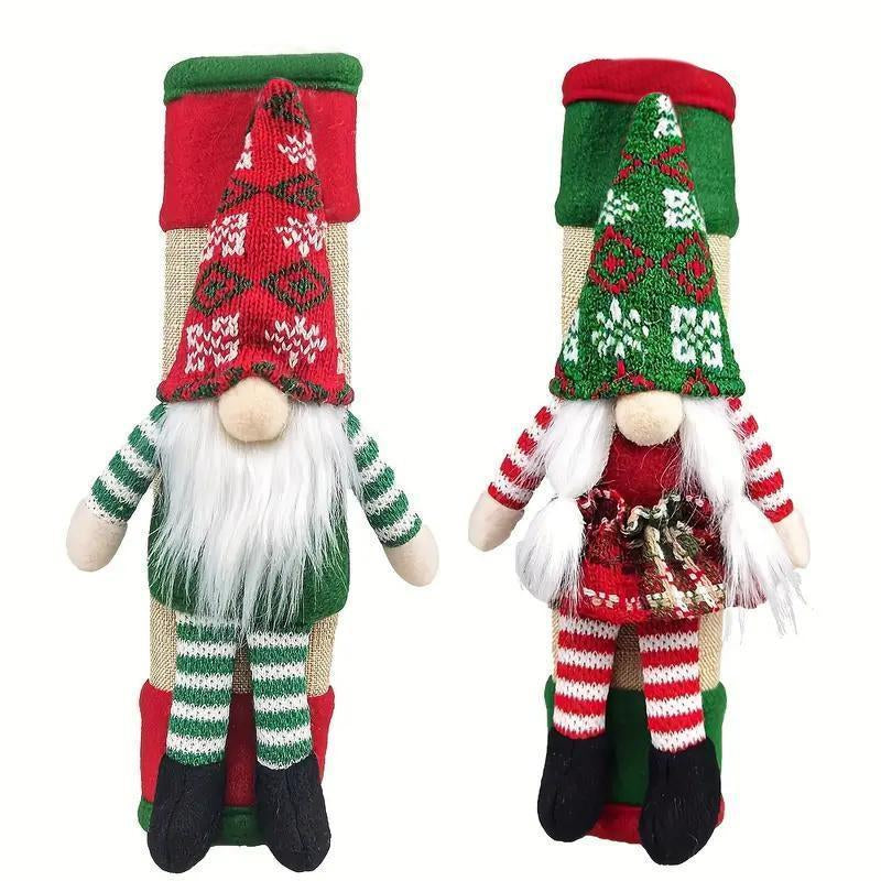 Festive Christmas Gnome Refrigerator Door Handle Covers - Kitchen Appliance Decor for Fridge, Microwave, and Dishwasher - Ideal Holiday Party Favors and Ornaments