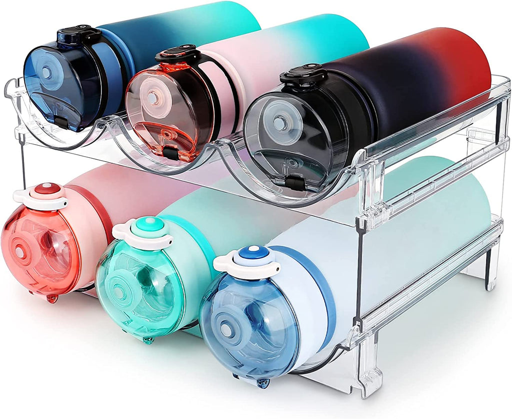 Water Bottle Storage Organizer Set - 2 Pack Stackable Rack for Cabinet