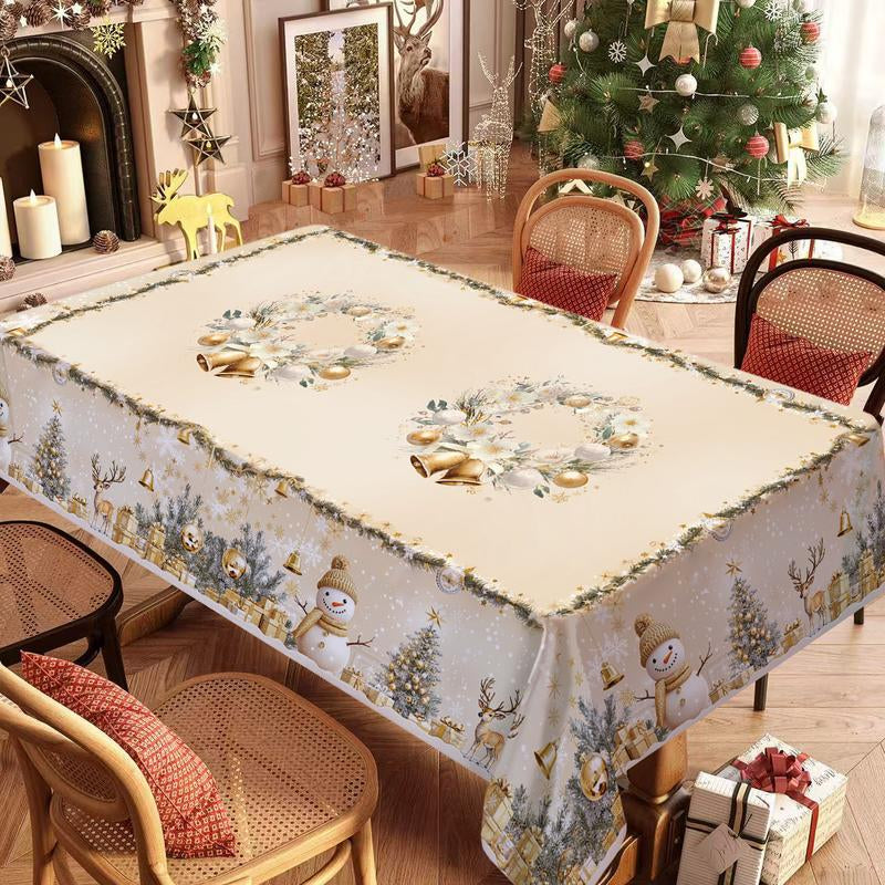 Rectangular Christmas Tablecloth featuring Poinsettia Design - Elegant Holiday Decor for Dinner Parties and Celebrations, Ideal for New Year Events