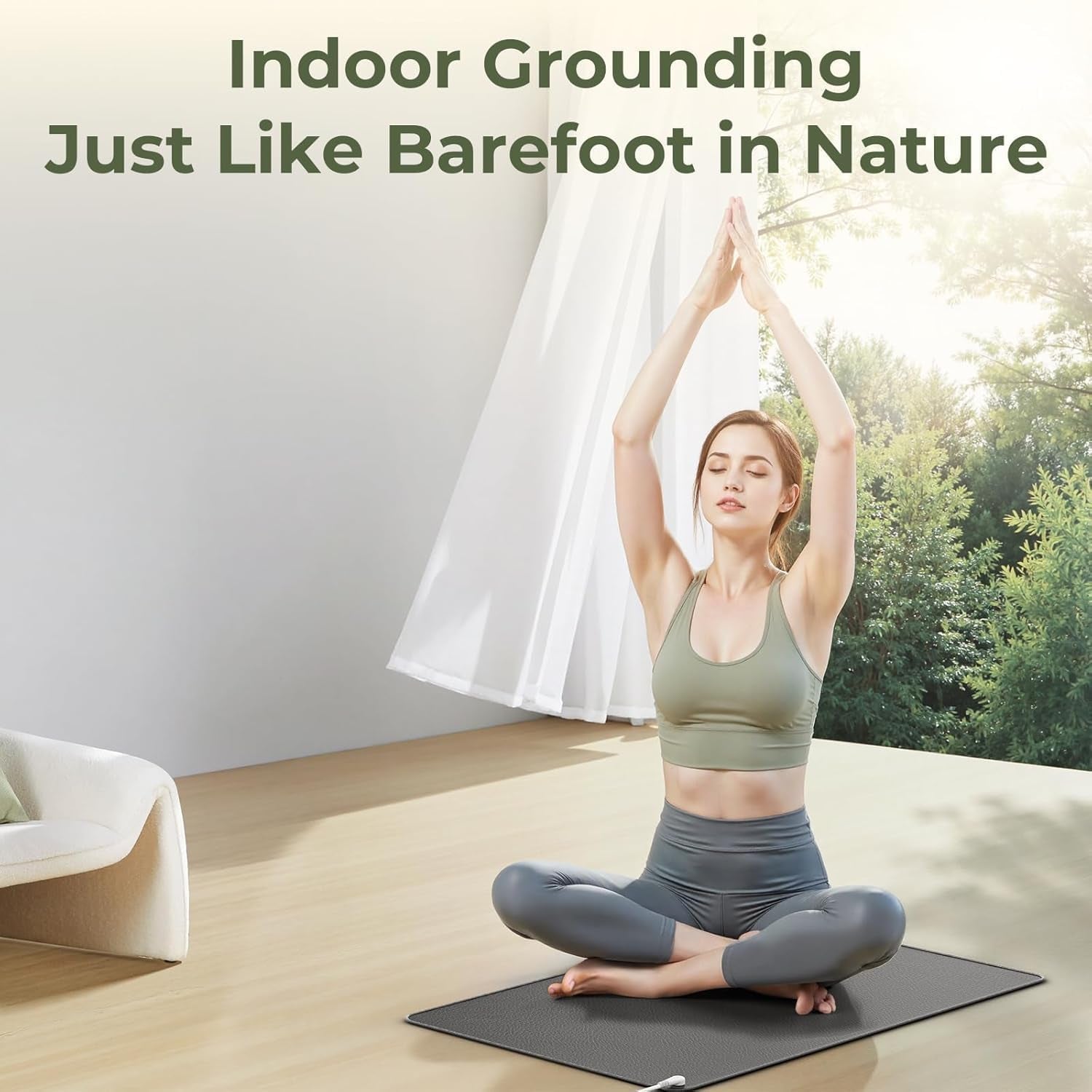 Grounding Mat Kit (2-Pack) - Includes Two 10" x 26.7" Grounding Mats, Grounding Adapter, Two 15-Foot Cords, and Two Grounding Wristbands for Enhanced Indoor Wellness and Full Body Balance