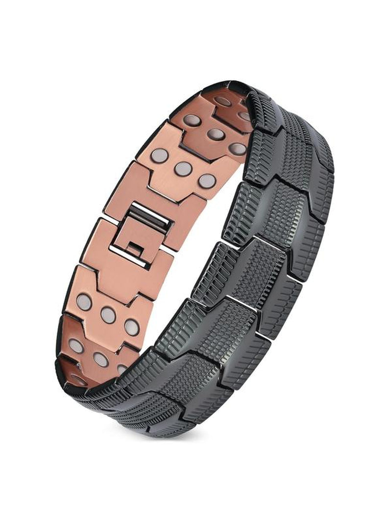 Men's Adjustable Copper Bracelet with Strong 3X Magnetic Power, 99.99% Pure Copper, Geometric Design - Ideal Gift for Birthdays, Christmas, and Valentine's Day