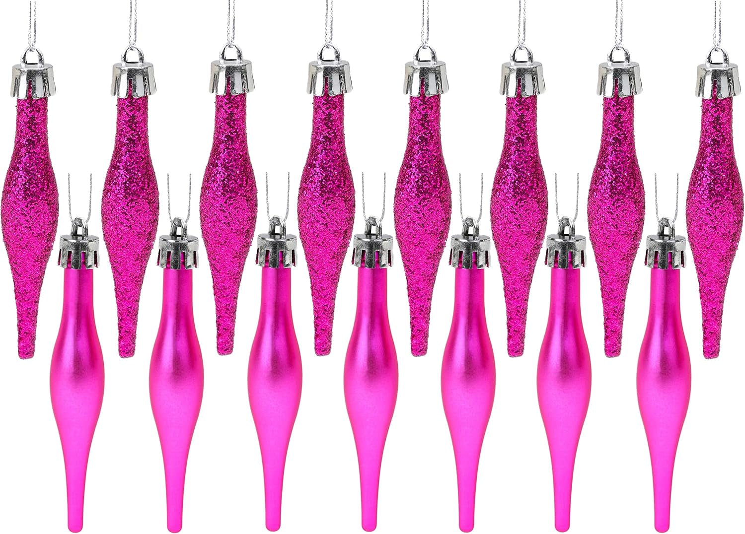 ® Set of 15 8.5cm Droplet Baubles - Matte and Glitter Finish - Rioja Red Christmas Ornaments