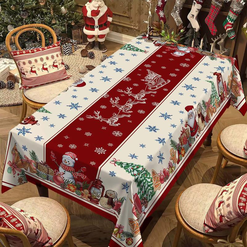 Rectangular Christmas Tablecloth featuring Poinsettia Design - Elegant Holiday Decor for Dinner Parties and Celebrations, Ideal for New Year Events