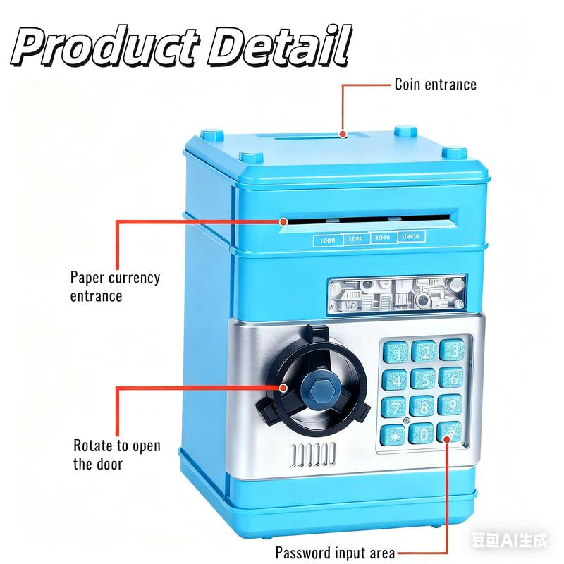 Electronic Piggy Bank with 4-Digit Password Lock - Secure Coin Savings Box and Automatic Banknote Suction for Children Aged 3-12 - Ideal Gift for Birthdays and New Year Celebrations, Functions as a Toy or Game