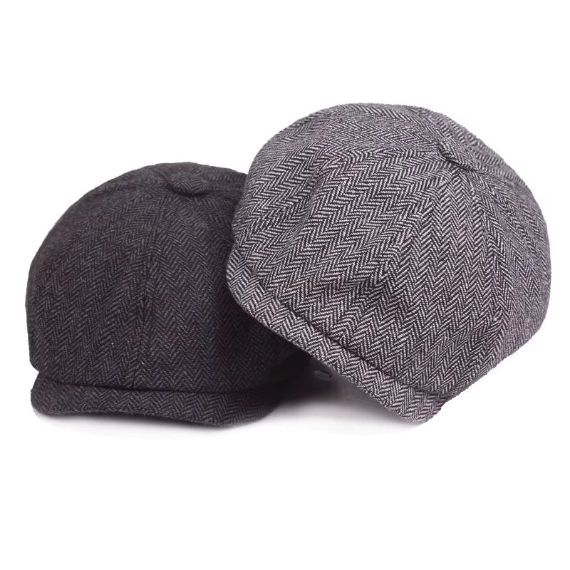 Winter Cotton Father Vintage Beret Hat Men Director Painter Hat Newsboy Cap Herringbone Octagonal Caps Petten Hot