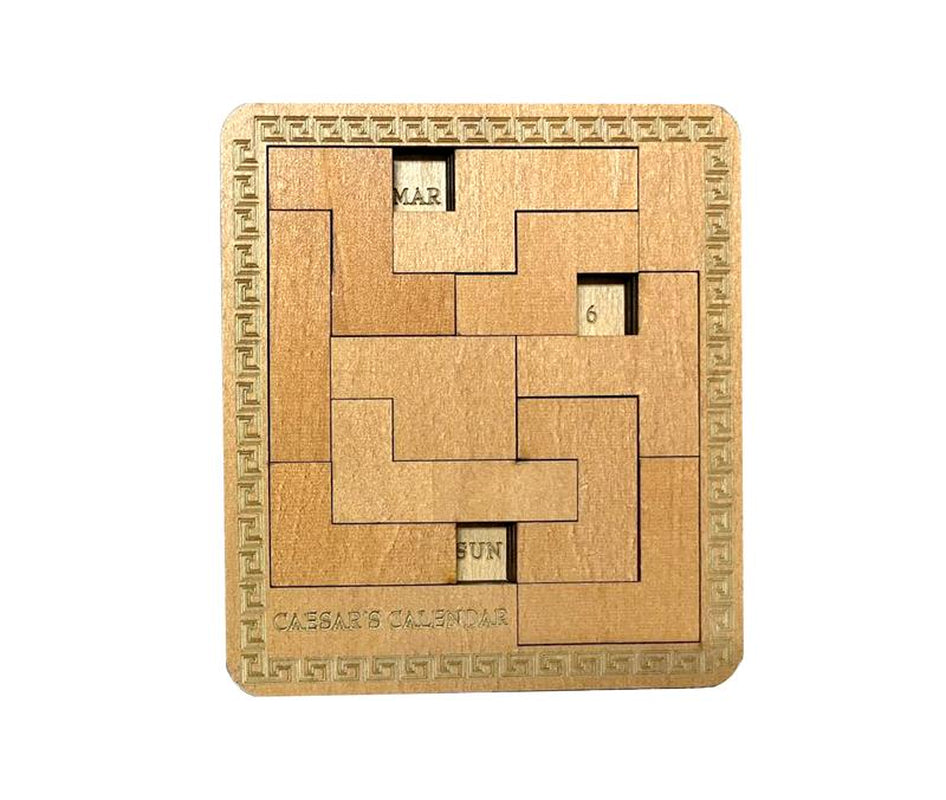 True Genius: Caesar's Calendar - Daily Puzzle Calendar with 365 Unique Brainteasers, Wood Puzzle, Level 4 Difficulty, Suitable for Ages 8 and Up