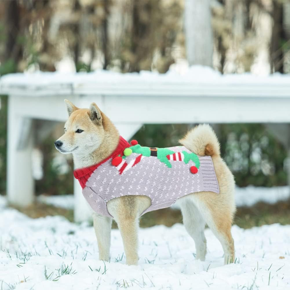 Large Dog Christmas Sweater - Classic Red Ugly Sweater for Dogs, Available in Grey XXL