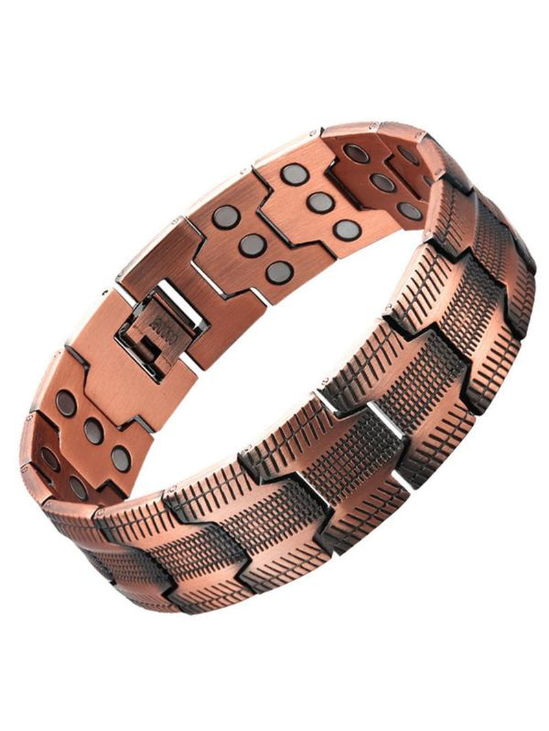 Men's Adjustable Copper Bracelet with Strong 3X Magnetic Power, 99.99% Pure Copper, Geometric Design - Ideal Gift for Birthdays, Christmas, and Valentine's Day