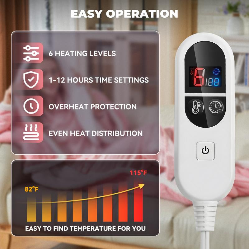 Experience Ultimate Comfort with the TEHANLD Electric Wearable Heated Blanket – Cozy Up with Foot Pockets, Sleeves, and 6 Heat Settings!