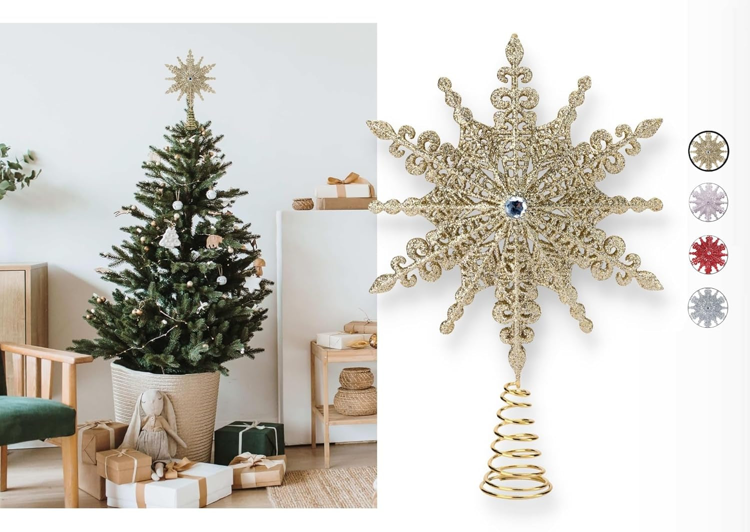 8-Inch Silver Glittered Filigree Christmas Star Tree Topper and Home Décor Ornament