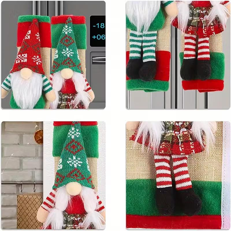 Festive Christmas Gnome Refrigerator Door Handle Covers - Kitchen Appliance Decor for Fridge, Microwave, and Dishwasher - Ideal Holiday Party Favors and Ornaments