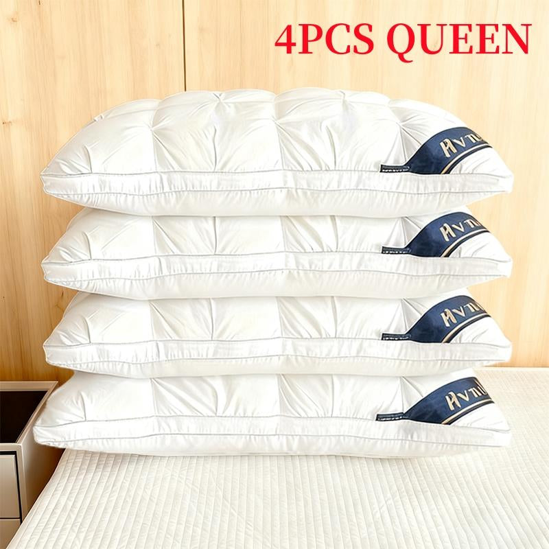 Hotel Collection Down Alternative Gusseted Bed Pillows - Soft and Fluffy Support for Back, Stomach, and Side Sleepers in Pink, Gray, and White
