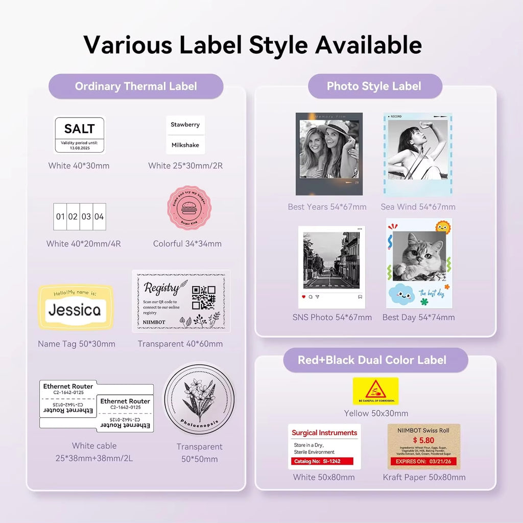 B21 PRO 300Dpi Bluetooth Adhesive Label Printers Mini Thermal Photos Sticker Printer Wireless Barcode Label Maker