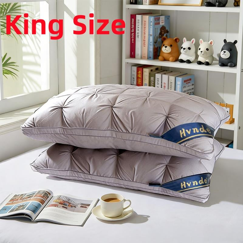 Hotel Collection Down Alternative Gusseted Bed Pillows - Soft and Fluffy Support for Back, Stomach, and Side Sleepers in Pink, Gray, and White